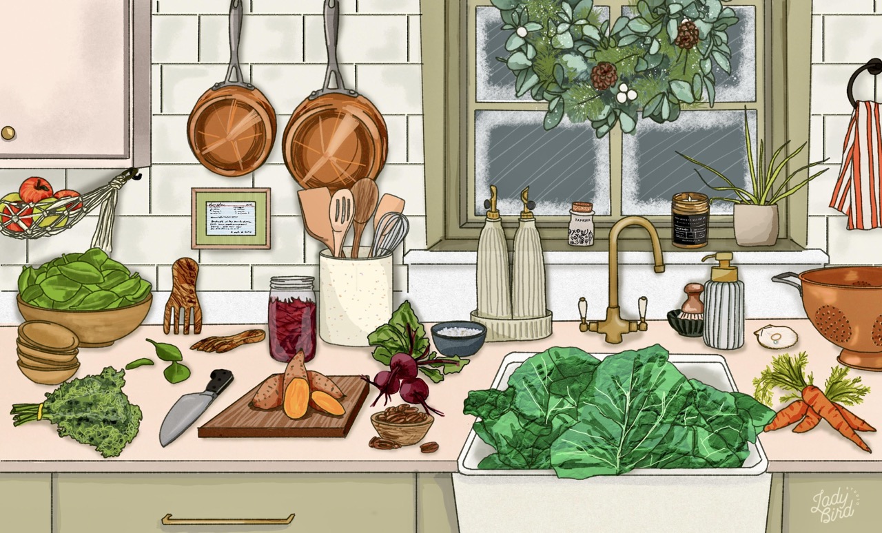 illustration of a kitchen counter with sink